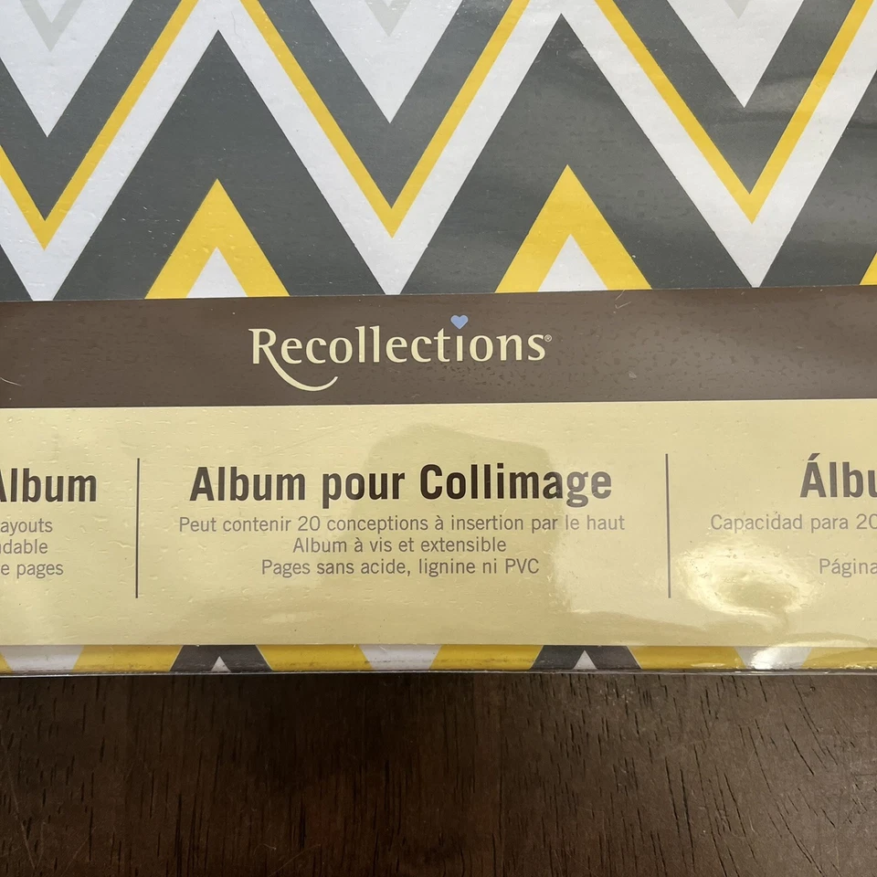 Álbum de recortes 12x12 recuerdos amarillo y gris zig zag Foto 4 de 4