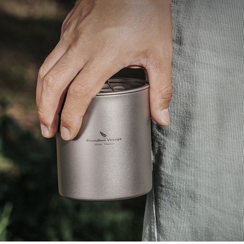 Tazza da tè 350 ml doppia parete in titanio con coperchio tazza acqua caffè esterno interno - Foto 8 di 11