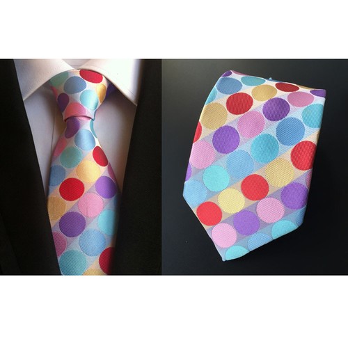Men Polka Dots 8cm Wide Tie Jacquard Polyester Casual Formal Flower Necktie - Picture 25 of 27