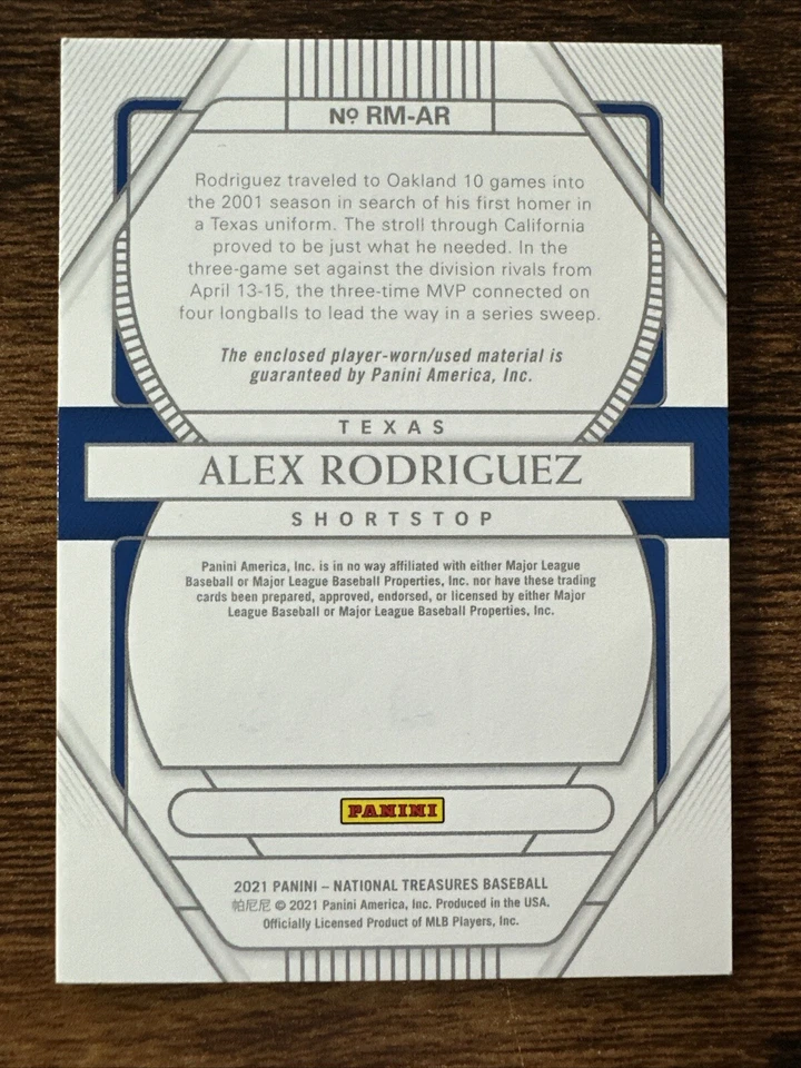 2021 Panini National Treasures | Alex Rodriguez Retro Materials Auto 🔥 | 1/1!! - Image 2 of 3