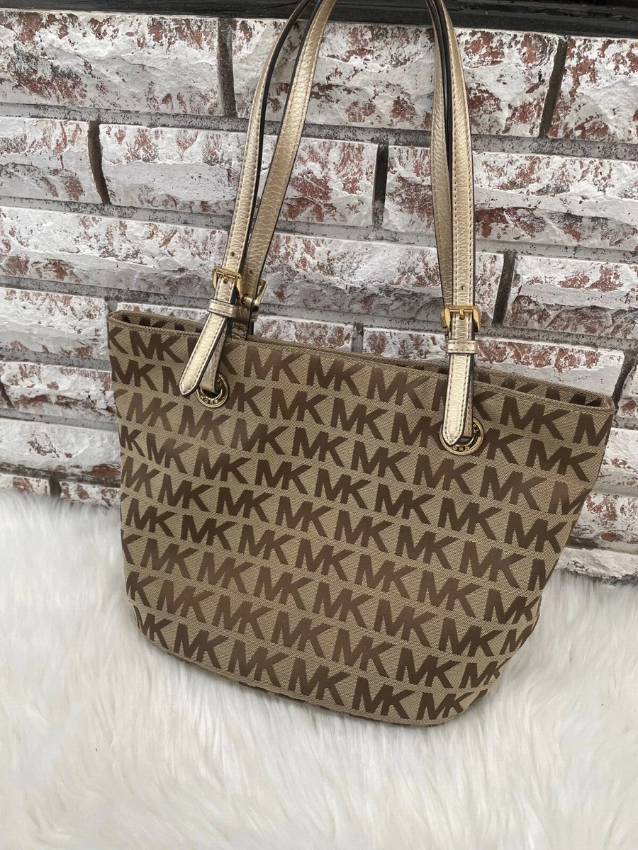 Buy the Michael Kors Tan Canvas Tote Bag