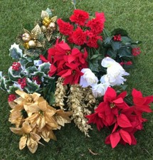 Artificial Silk  Flowers 10 Christmas Mix Job Lot Top Quality