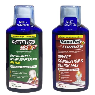 SanaTos TURBO & Boost Severe Congestion & Cough Max Relief, 6 Fl Oz