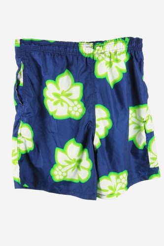 Vintage Beach Loud Bermuda Holiday Hawaiian Floral Shorts Navy Size S - SO455 - Picture 2 of 3
