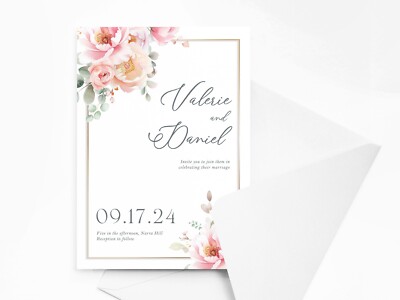 Personalisierte florale Hochzeitseinladungen mit Umschlägen