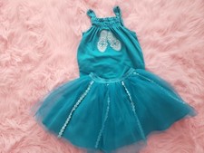 gymboree aqua summer teal top tutu tulle skirt outfit size 4 4T