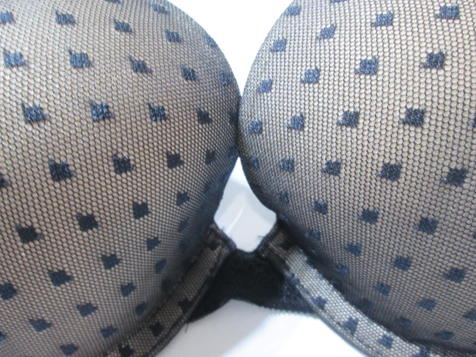 Scandale Bra Size 34C Black Underwired Push-Up Adjustable Strap Spotted Lingerie - Image 3 of 4