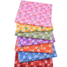 CraftsFabrics 100 Cotton 7Pcs/Set Colorful Woven Digital Printing Floral Fabric