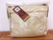 $169 NWT STONE MOUNTAIN Hamptons Collection BONE GENUINE LEATHER Shoulder BAG