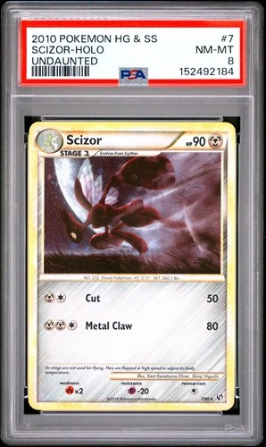 2010 POKEMON HEARTGOLD & SOULSILVER UNDAUNTED #7 SCIZOR-HOLO PSA 8