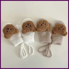 1-4Y Cartoon Bear Baby Mittens Winter Warm Kids Baby Girl Gloves Knitted