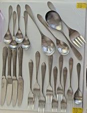 Robert Welch Meridian Stainless Steel Flatware Set Lot Spoons Forks 21p Serving