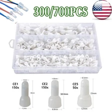 700PCS Closed End Crimp Cap Copper Core Nylon Wire Connectors Terminals 22-10AWG
