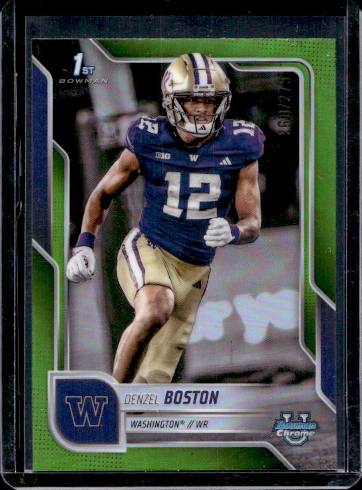 2025 Bowman Chrome U Denzel Boston Lime Green Refractor 1st #260/275