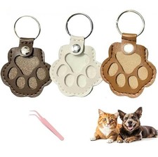 3 PCS Pet Paw Keychain for Dog Hair Leather Keychain, Paw Keys Pet Hairs