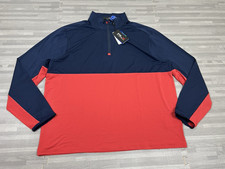 RLX Ralph Lauren Golf Long Sleeve Top 1/4 Zip Mens 2XL Pullover Navy Red 128