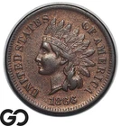 1866 Indian Head Cent Penny, Choice XF++, *Re-Punched Date* Scarce