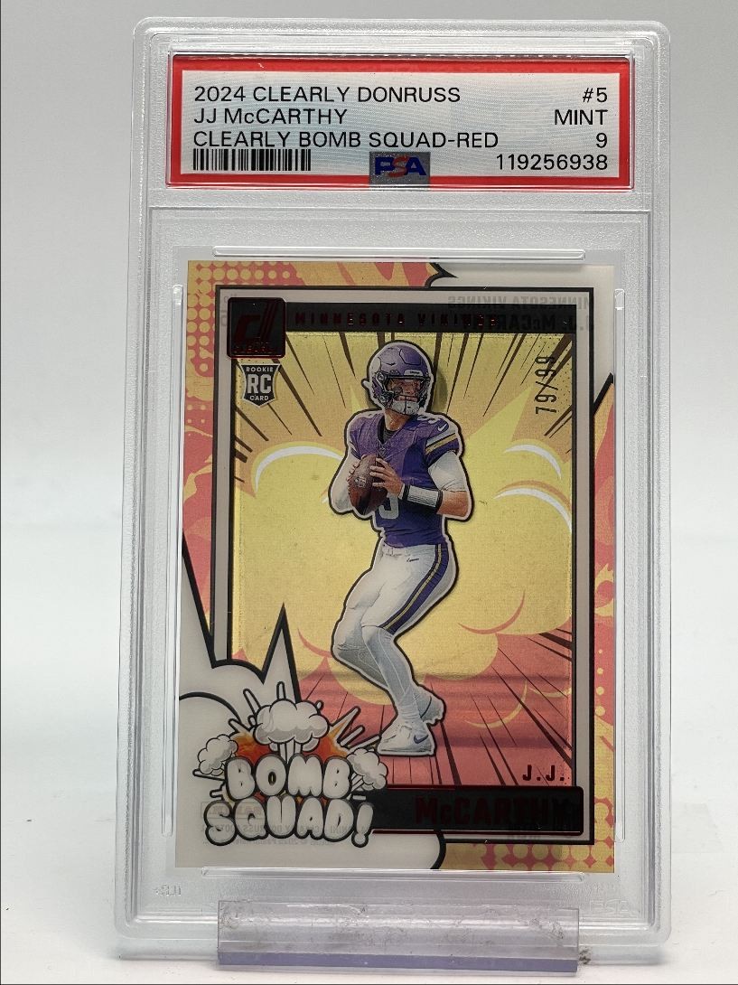JJ McCarthy Panini Clearly Donruss Clearly Bomb Squad #5 Red