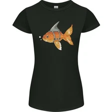 US✅Shark Wannabe Funny Goldfish Sea Fishing Womens Petite Cut T-Shirt