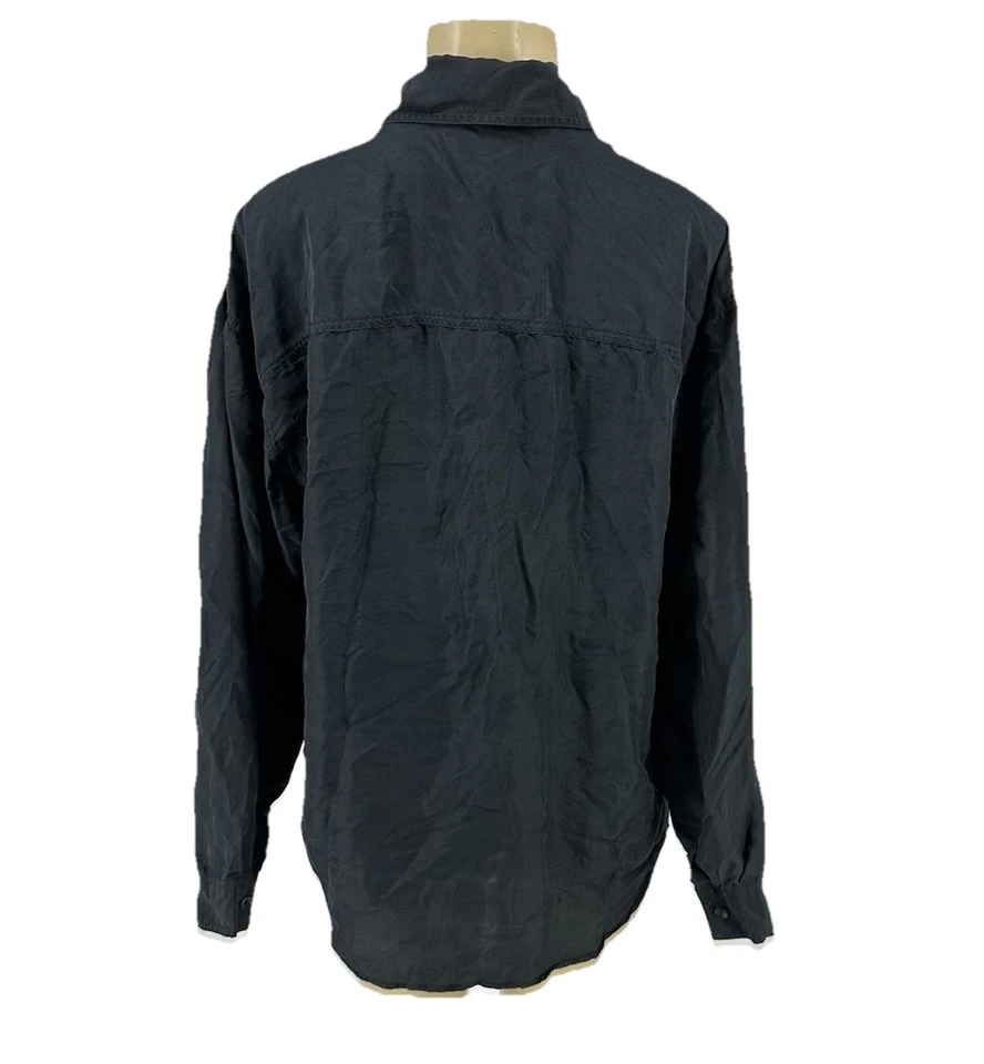 De colección Jonathan Martin 100% Seda Mujer Mediana Abotonada Manga Larga Negro 1-0 Foto 3 de 4