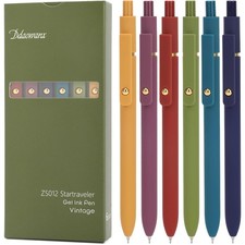 Ddaowanx Gel Pens,6 Pcs 0.5mm Retractable Quick 6 Count (Pack of 1), Vintage