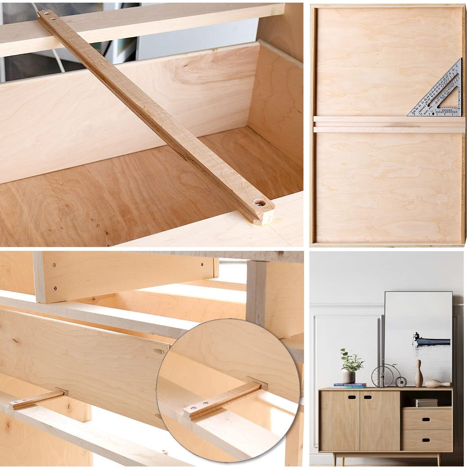 6 PCS 35cm/13.78Inch Wooden Drawer Slides Bottom 13.8in-6PCS, Wood Color