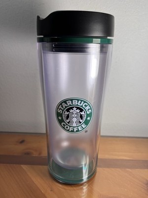 Starbucks 2009 Clear Plastic Tumbler Thermos 8  H 16 Ounce