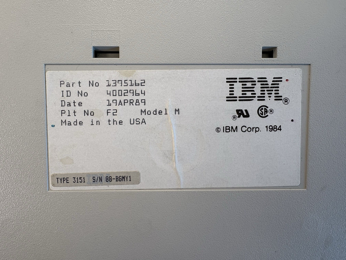 IBM Model M Keyboard 1989 RJ12 Wired Clicky 3151 1395162 Terminal
