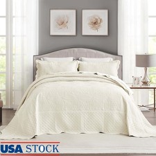 Luxurious Oversized King Quilt Set W/ Shams Lightweight Breathable Bedspread New