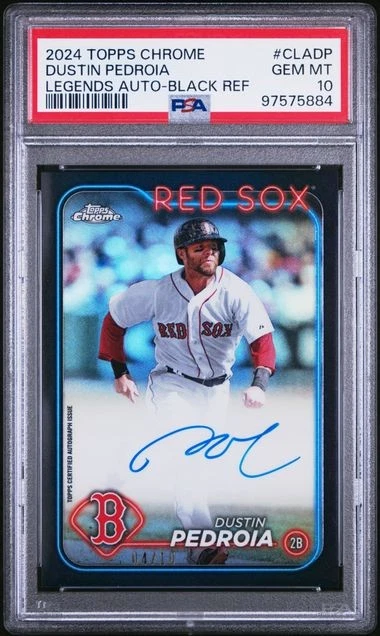 Dustin Pedroia 2024 Topps Chrome Legends Auto #CLADP Black /10 PSA 10 Red Sox