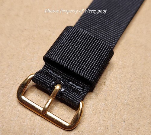 Vintage NOS Unused 18mm Black Nylon Watch Band with Gold Tone Buckle Strap