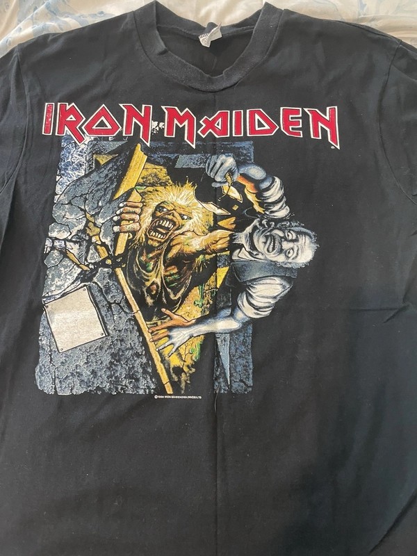Top Heavy Iron Maiden No Prayer for the Dying Vintage Men's Black T-Shirt