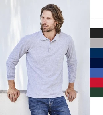 2er Pack Fruit of the Loom Herren langarm Poloshirt Baumwolle Premium LS 63-310- - Bild 1 von 4