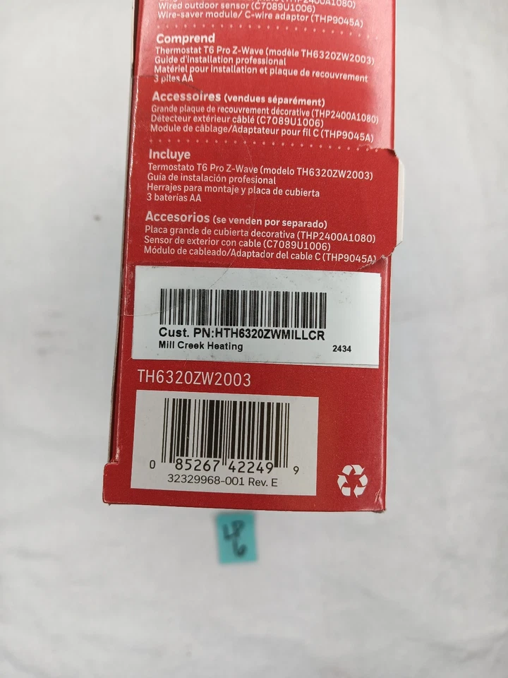 Honeywell *CONTRACTOR BRANDED - see pics* TH6320ZW2003 T6 PRO Z-Wave Thermostat - Image 3 of 4