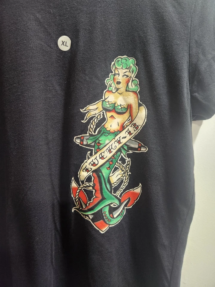 Camiseta para mujer Lucky 13 Mermaid tatuaje flash talla XL Foto 2 de 4