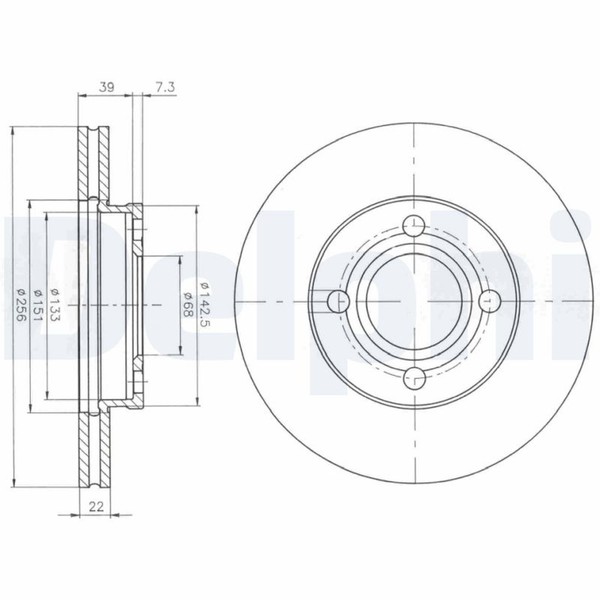2X Delphi Bremsscheibe BG2272 FüR Audi C3 90 100 80 B3 C2 Avant 445 446 443 444-image