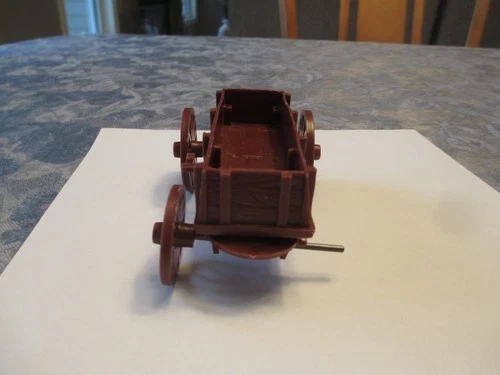 VINTAGE MARX FORT APACHE PLAYSET REDDISH BROWN WAGON MISSING ONE WHEEL