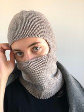 Handmade Wool Knit Balaclava Full Face Ski Mask, Gray