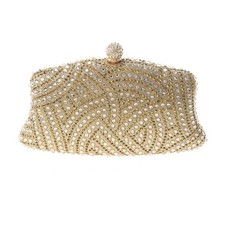 Gold Tone Metal Hardware Frame Rhinestone Clutch Evening Bag BZY245-GLD