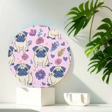 Yorkshire Terrier Floral Heart Design Round Aluminum Wall Art