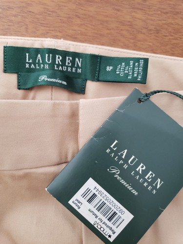 Women's Lauren Ralph Lauren Premium Khaki Pants 8P Cuffed Wide Leg Golden