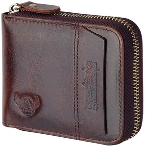 Porte-monnaie bifold en cuir véritable pour hommes (brun)