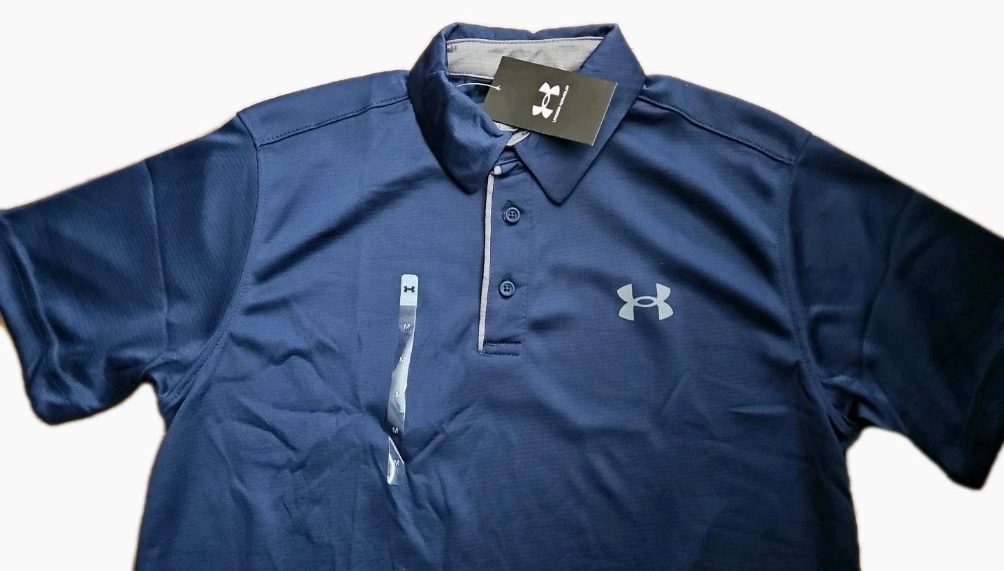 Under Armour 1290140 Men's UA Tech Performance Loose-Fit Golf Polo Shirt Navy L.