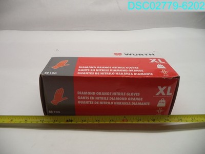QTY=500: Wurth XL Diamond Texture Nitrile 8MIL Orange Gloves 4065746546256
