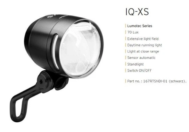 Busch & Müller Lumotec IQ-XS Negro (Luz Delantera Dynamo) — 70 Lux —AGOTADO— Foto 2 de 3