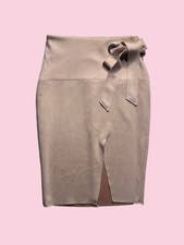 fashion nova high waisted midi pink slit skir...