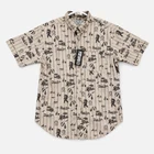 NEW Black Rifle Coffee Company Shirt Mens Large Beige Hawaiian Graphic Button-Up