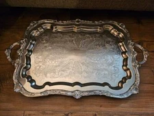INTERNATIONAL SILVER COMPANY SilverPlate Tray Handles Ornate Footed