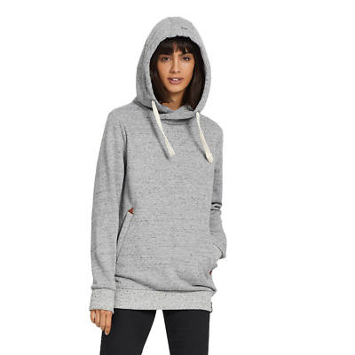 Khujo Damen Pullover Ulyssa Hoodie grau Kapuzenpullover hoher Kragen 