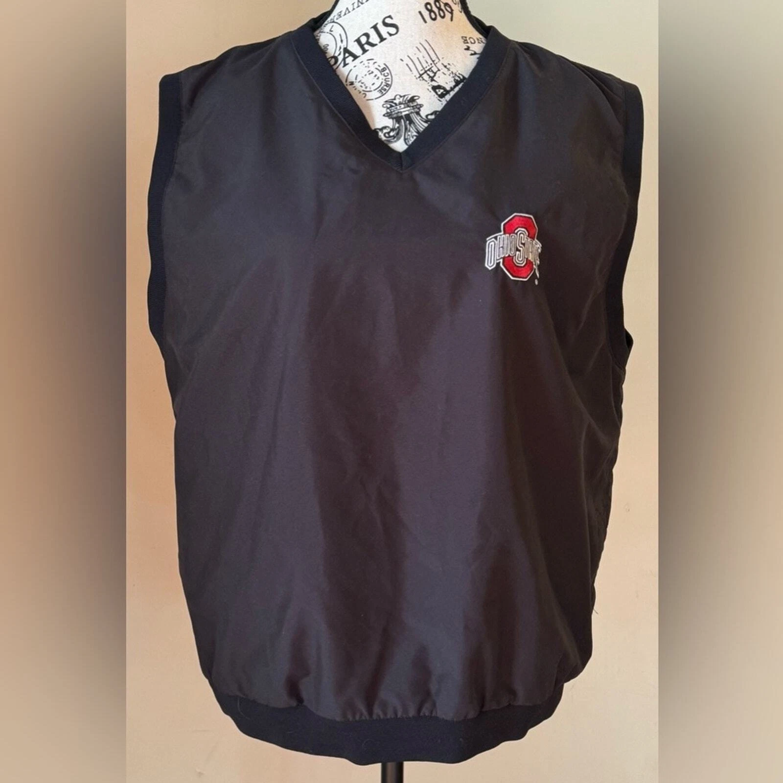 Vintage Vantage Ohio State Microfiber Vest Black Embroidered Logo Medium Buckeye